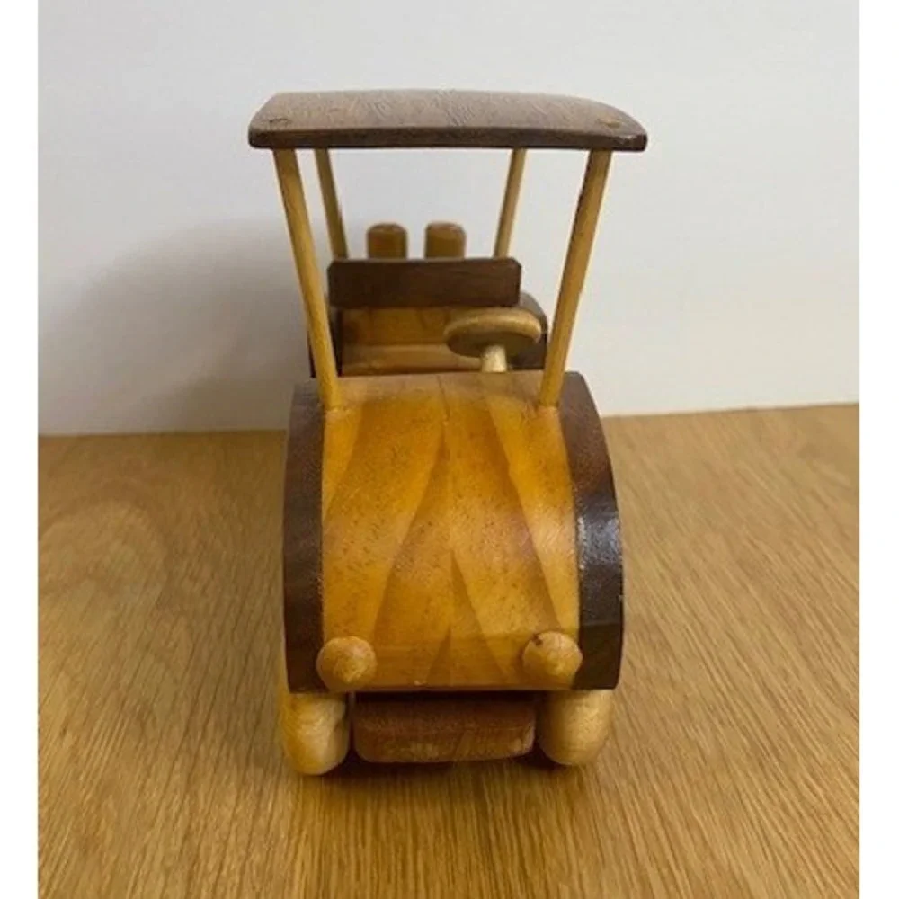 Arnold McLean Handcrafted Wooden Golf Cart Model‎ Brown Excellent Signed Art